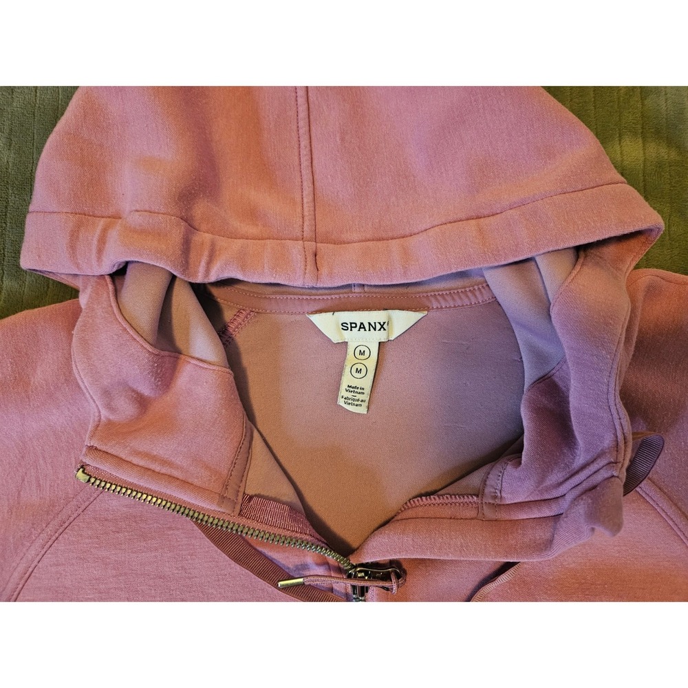 Spanx AirEssentials Full Zip Hoodie Mauve Pink Sweatshirt Womens Medium